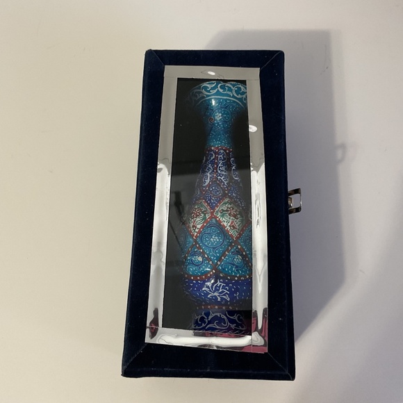 Persian Minakari Enamel Decor Hand-Painted Copper Vase - Picture 8 of 8